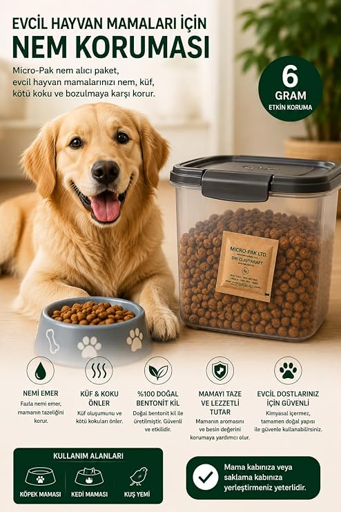 MicroPak 20 Adet 6 Gram Nem Alıcı, Rutubet Giderici, Küf ve Koku Önleyici, Kuru Gıda, Kedi & Köpek Mamaları, Ayakkabı, Tekstil ve Elektronik Cihazlar için Etkili Koruma, Çok Amaçlı Kullanım