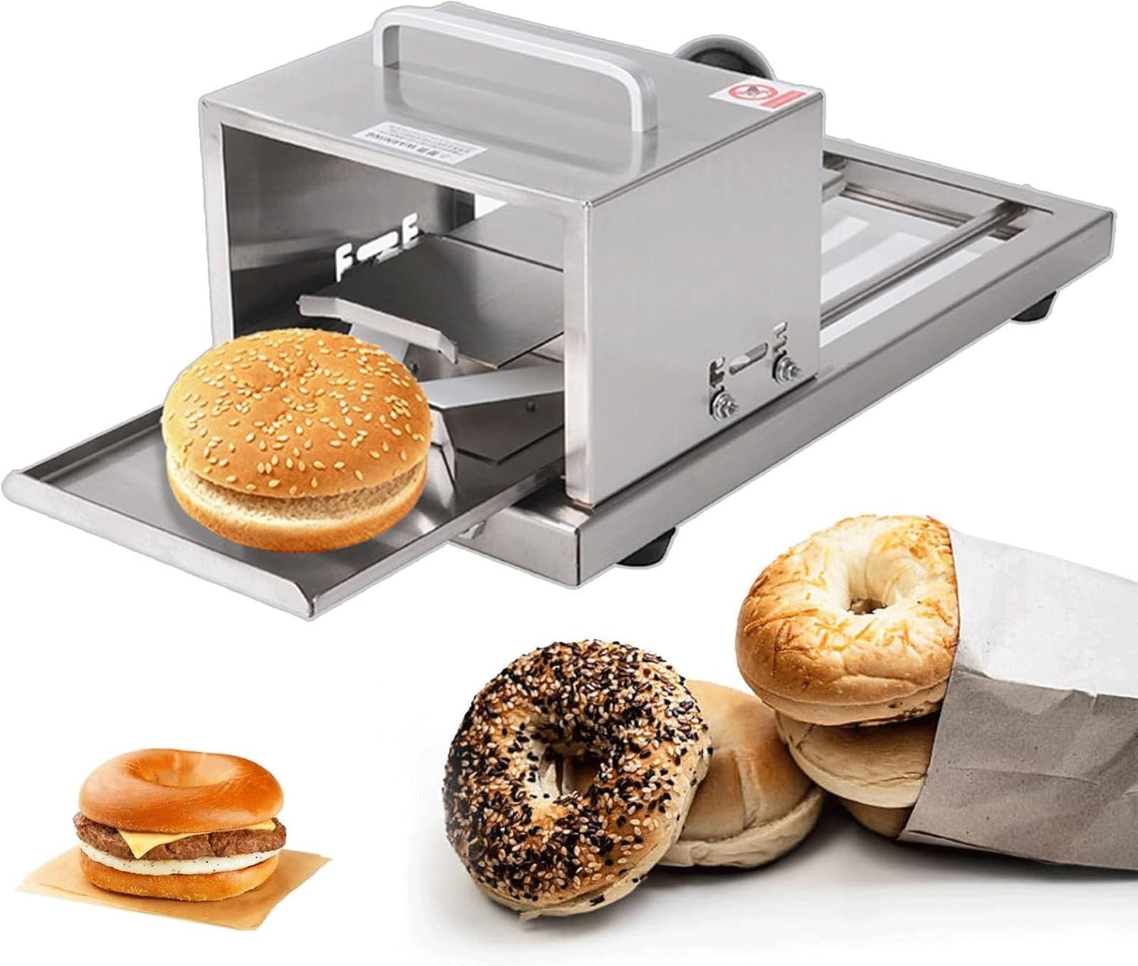 YXZYFPP Bagel Cutters, Manual Hamburger Bread Portioning Machine, Stainless Steel Slicer with Adjustable Thickness Settings for Bagels and Bun Slices