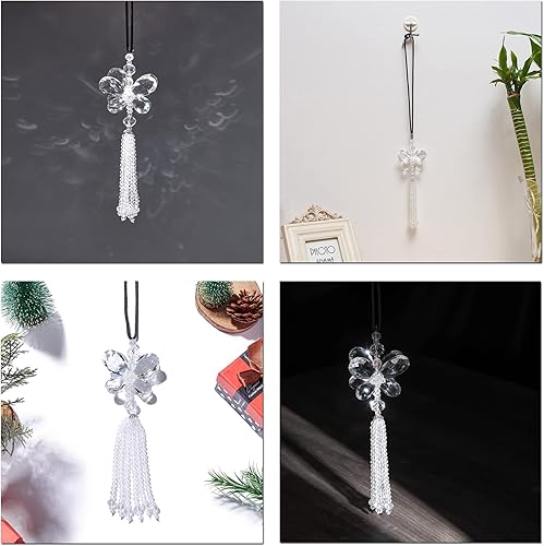 Miniatura 5 de ATMOMO Cristal mariposa coche retrovisor espejo accesorios suerte coche colgante ornamento (blanco)