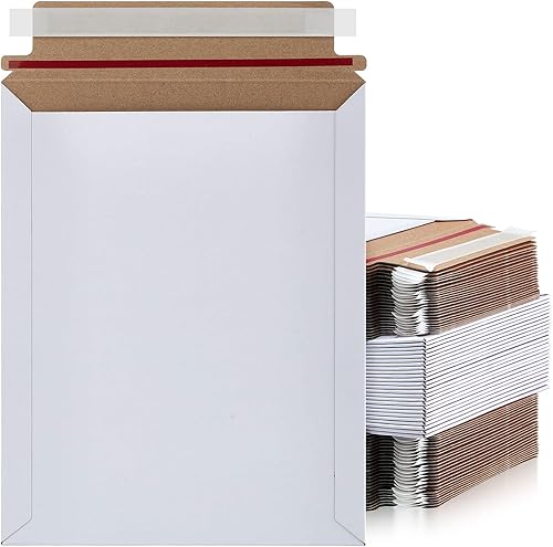 Fainne 200 sobres rígidos autoadhesivos de cartón plano de 7 x 9 pulgadas, sobres de cartón para fotos a granel, sobres minimalistas para envíos por