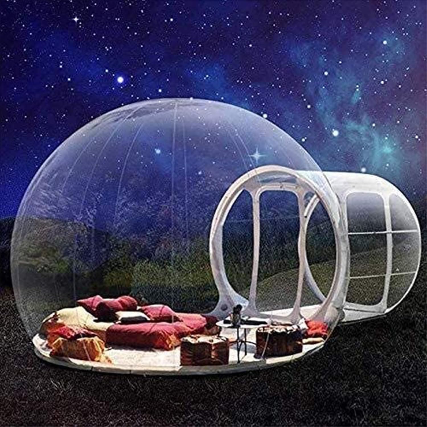 Outdoor Inflatable Bubble Tent Indoor Outdoor Inflatable Bubble Camping Tent Gazebo Portable Family Camping Backyard Transparent Tent with Air Pump and Blower