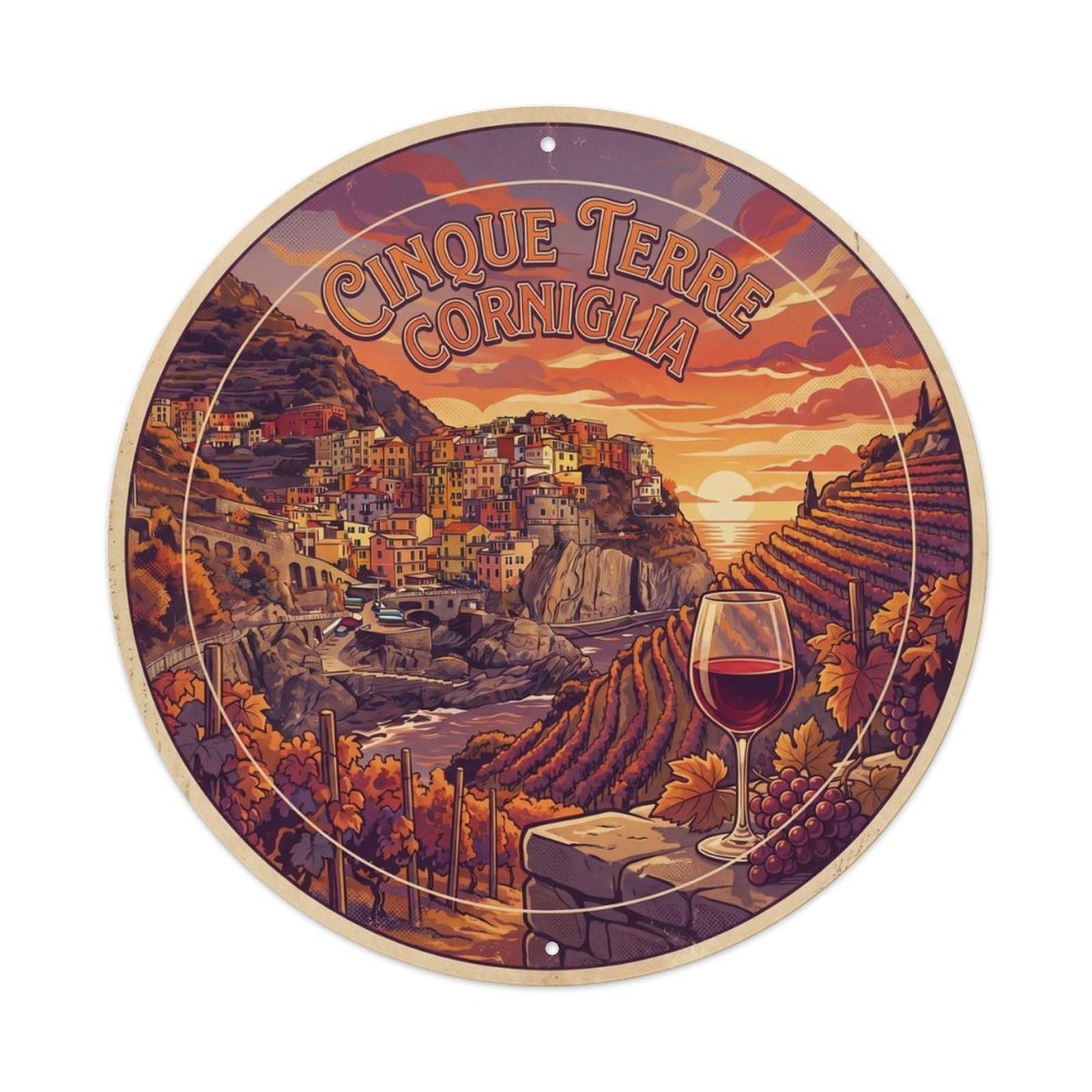 Olhnbad Style Corniglia Wine Culture Cinque Terre Travel Retro Metal Tin Sign