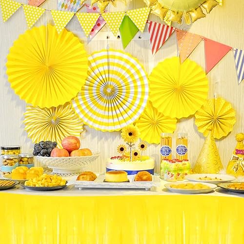 Miniatura 44 de Paquete de 6 faldas de mesa con flecos metálicos azules de 29 x 108 pulgadas para decoración de fiesta de oropel con flecos, cortinas de guirnalda