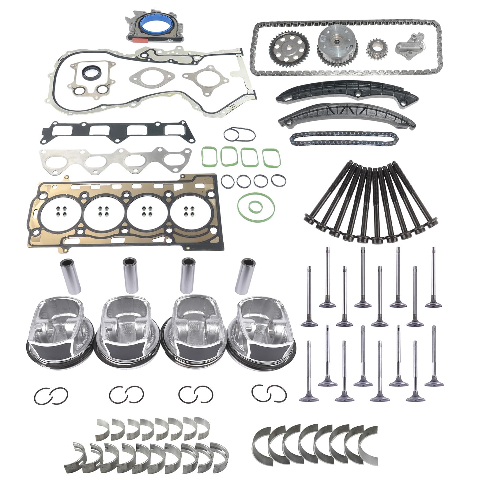 Pistón y juego de cadena de distribución compatible con G0lf V VI E0s 1.4 R4 16V TSI CAV CAX CTH 03C109571F 03C109509L