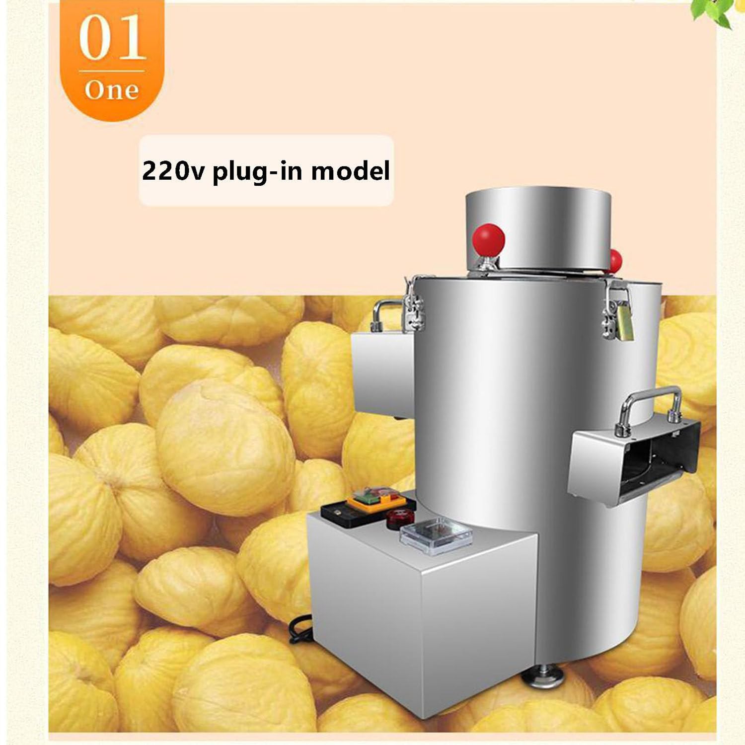 Peladora de castañas - Máquina automática para pelar y abrir castañas, sin dañar las castañas - Capacidad 200 kg/h Velocidad,220Vplug-in