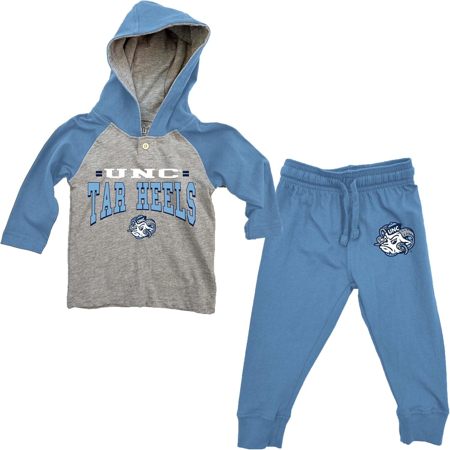 Wes and Willy Infant and Toddler College Team Hooded Long Sleeve Henley and Pant Set