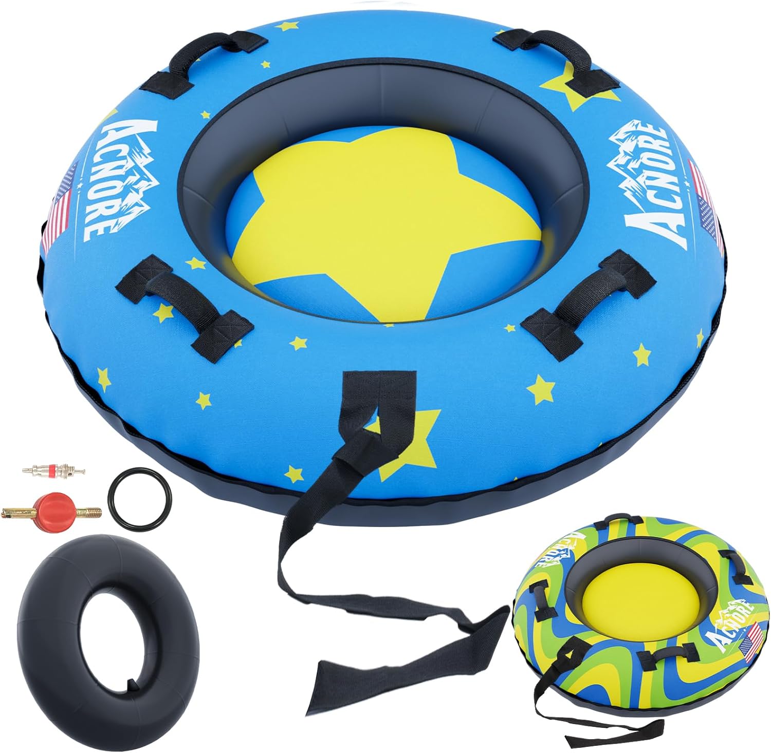 Snow Tubes for Sledding Heavy Duty,42" Inflatable Snow Tube with 4 Handles,Snow Sled for Kids & Adults,Heavy Duty Snow Tube for Kids