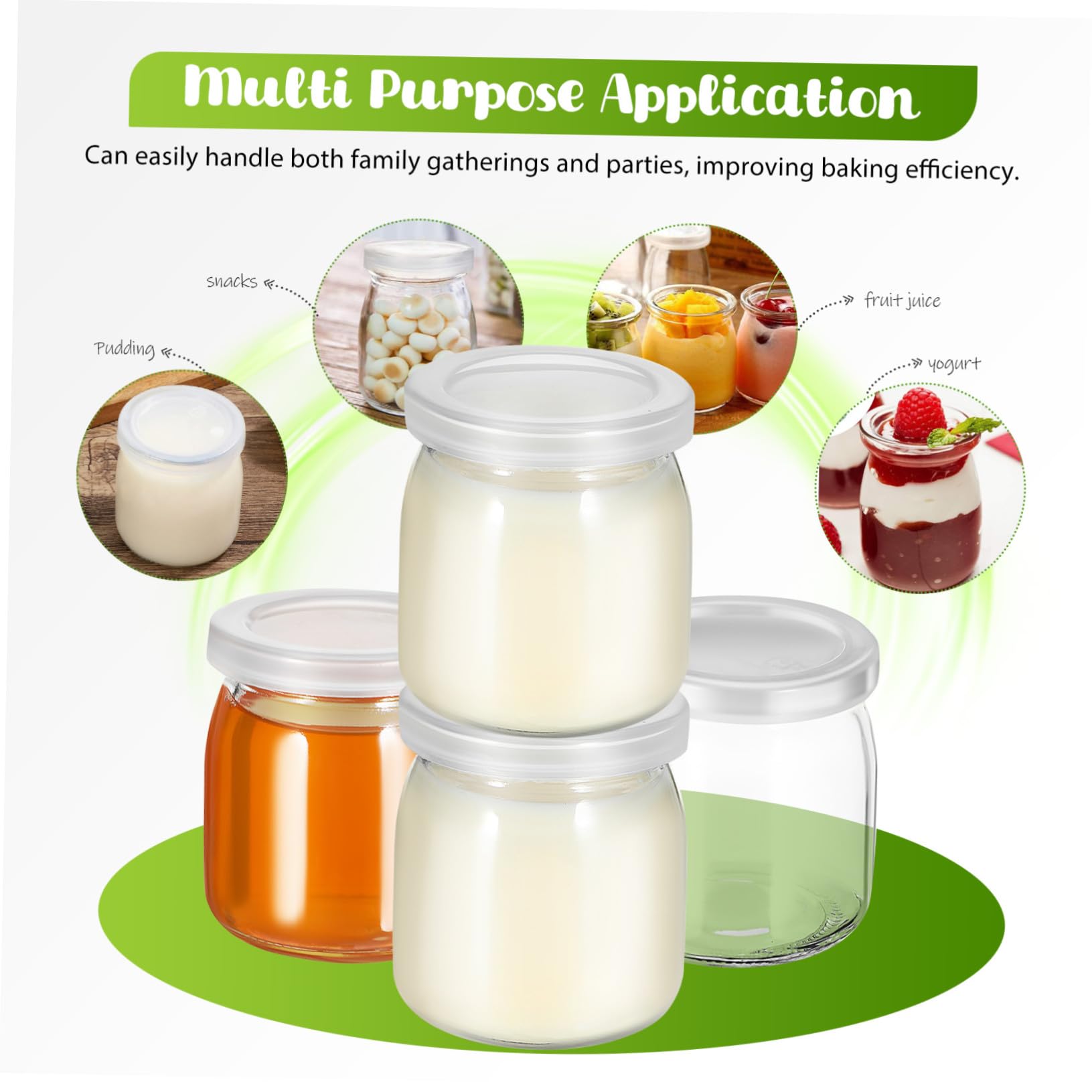 STOBAZA 12 Stück Teiliges Hitzebeständige Glas Dessertgläser mit Deckel Stapelbare Pudding und Joghurtbehälter Vielseitige Mini Mousse Cups für Marmelade Babybrei Gefrierschrank Geeignet