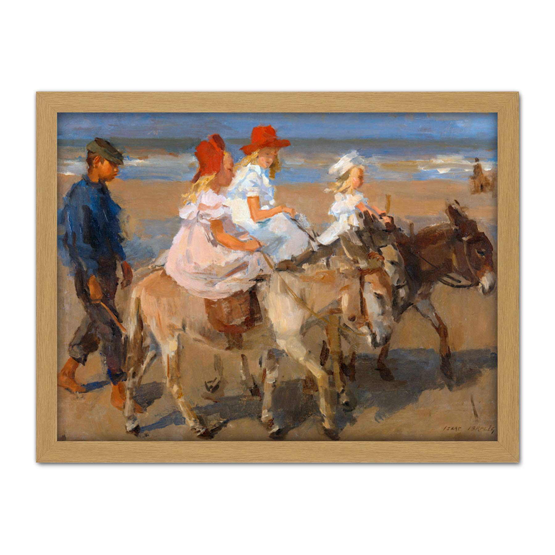 Artery8 Isaac Israels Donkey Rides On The Beach Portrait Artwork Framed Wall Art Print 18X24 Inch