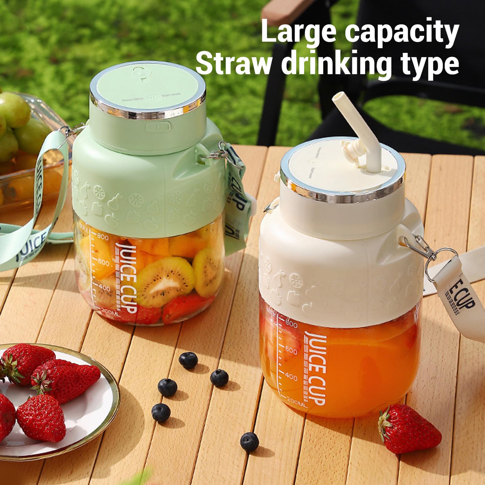 Fockety Frullatore portatile, frullatore personale senza fili da 20,95 a 21,27 once per frullati, smoothie, ghiaccio e succhi, bottiglia frullatore ricaricabile tramite USB (WHITE)