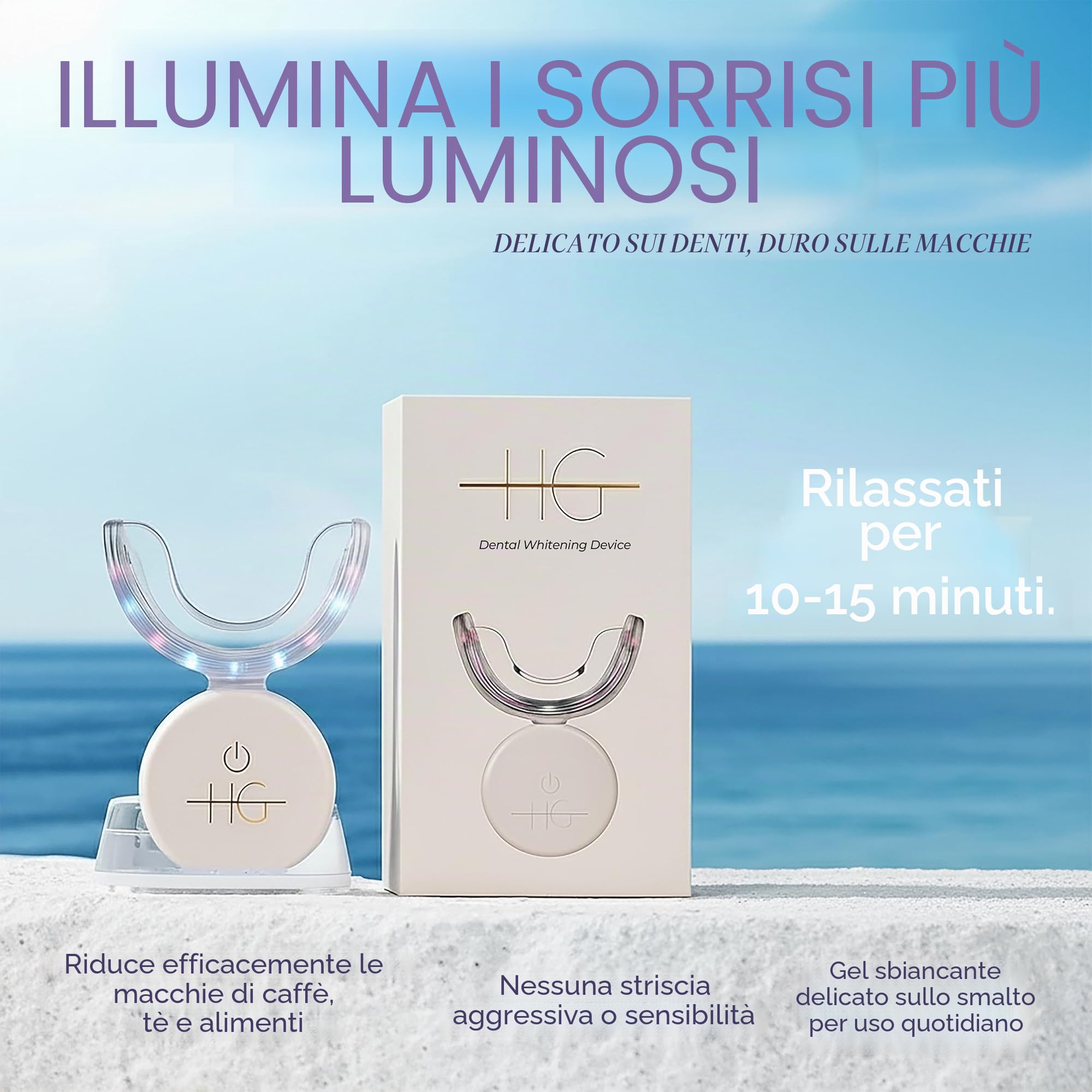 Set Sbiancante per Denti per la Casa: Sicuro per lo Smalto, Rimuove le Macchie di Caffè e Tè, Sorriso Bianco Brillante in Pochi Minuti, Compatto e Facile da Usare