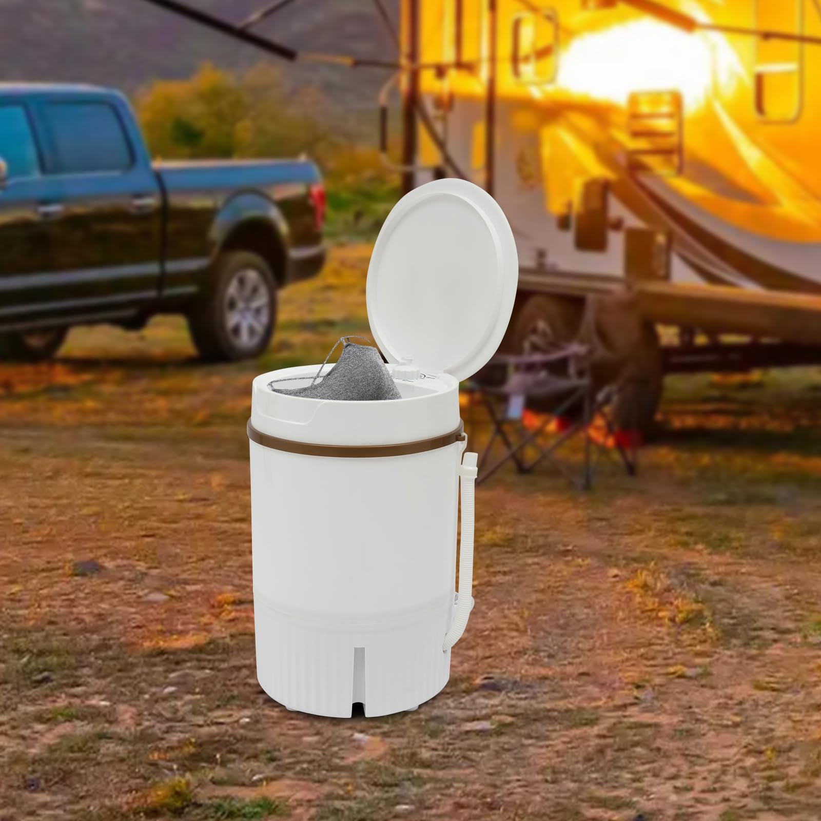 Mini Waschmaschine mit Schleuder, Tragbare Camping Waschautomat Bis 4.5l, Reisewaschmaschine mit Abtropfkorb, 31 * 30 * 47cm, Auf Reisen, In Einem Haus, Einem Schlafsaal (Weiß)