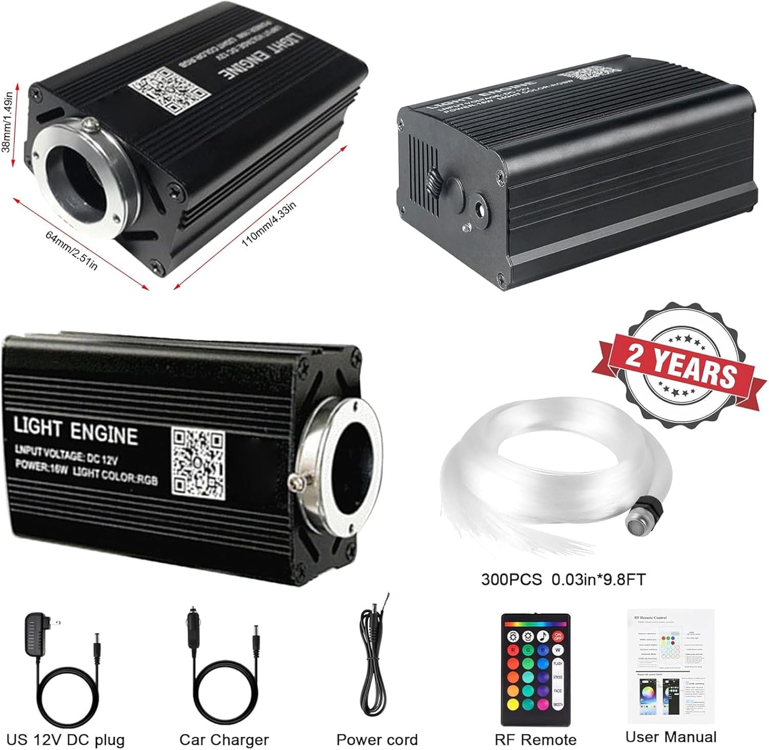 Components of the VASTFIRE Starlight Headliner Kit