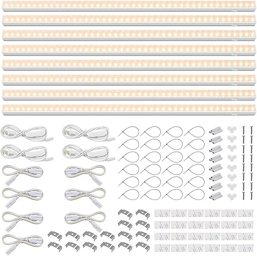 Barrina Luces de cultivo T5, luz de crecimiento de espectro completo, 3 pies 128 W (8 x 16 W, equivalente a 800 W), luces LED de cultivo para