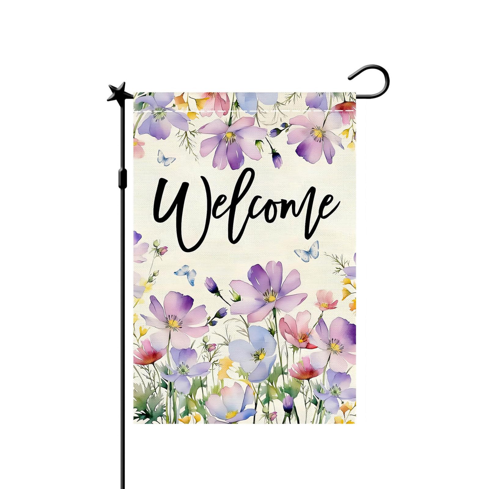 Drapeau de jardin imperméable et anti-UV 75x100cm à motif floral dense