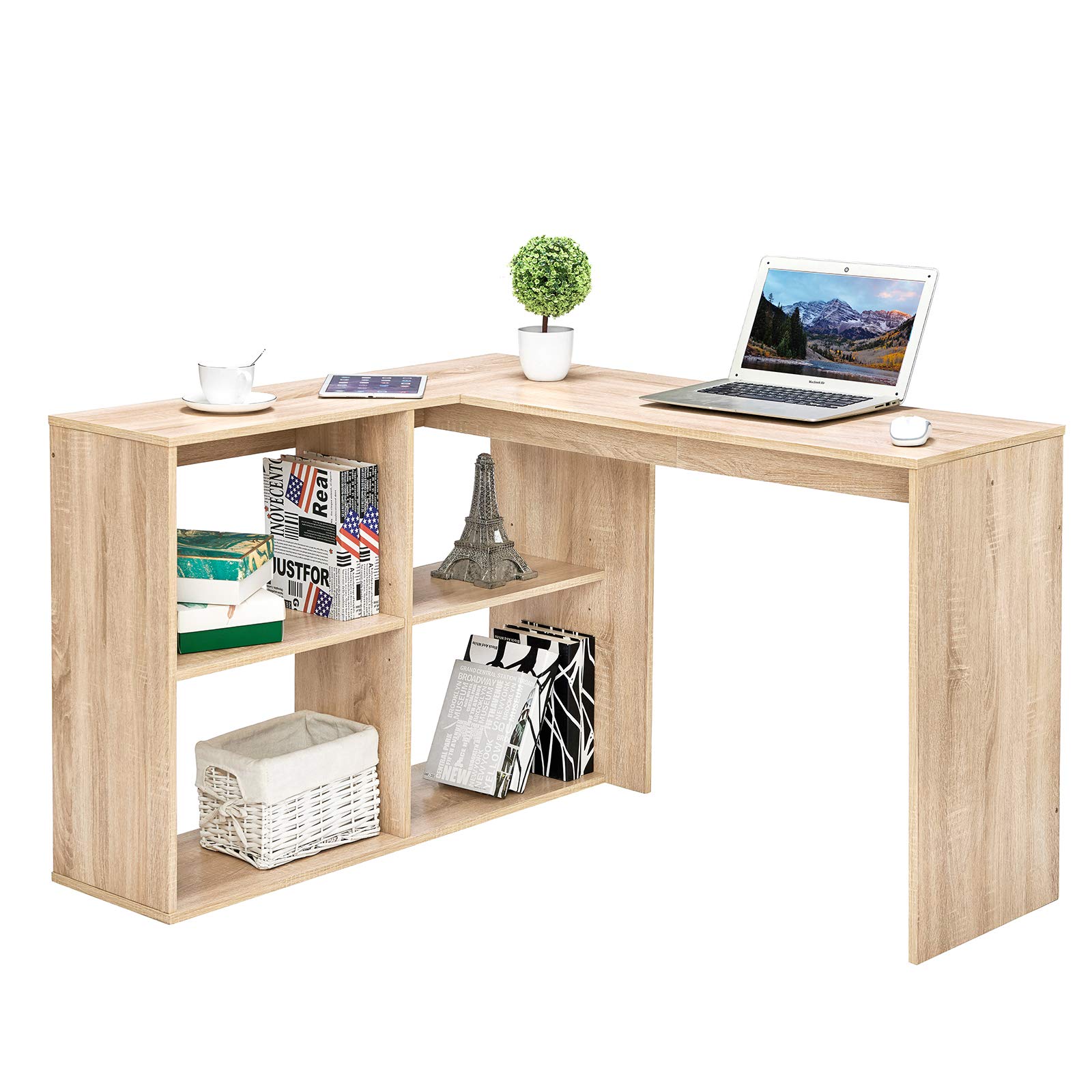 Buy Coavas Corner Computer Desk L Shaped Desk with 4 Shelves 47 inch