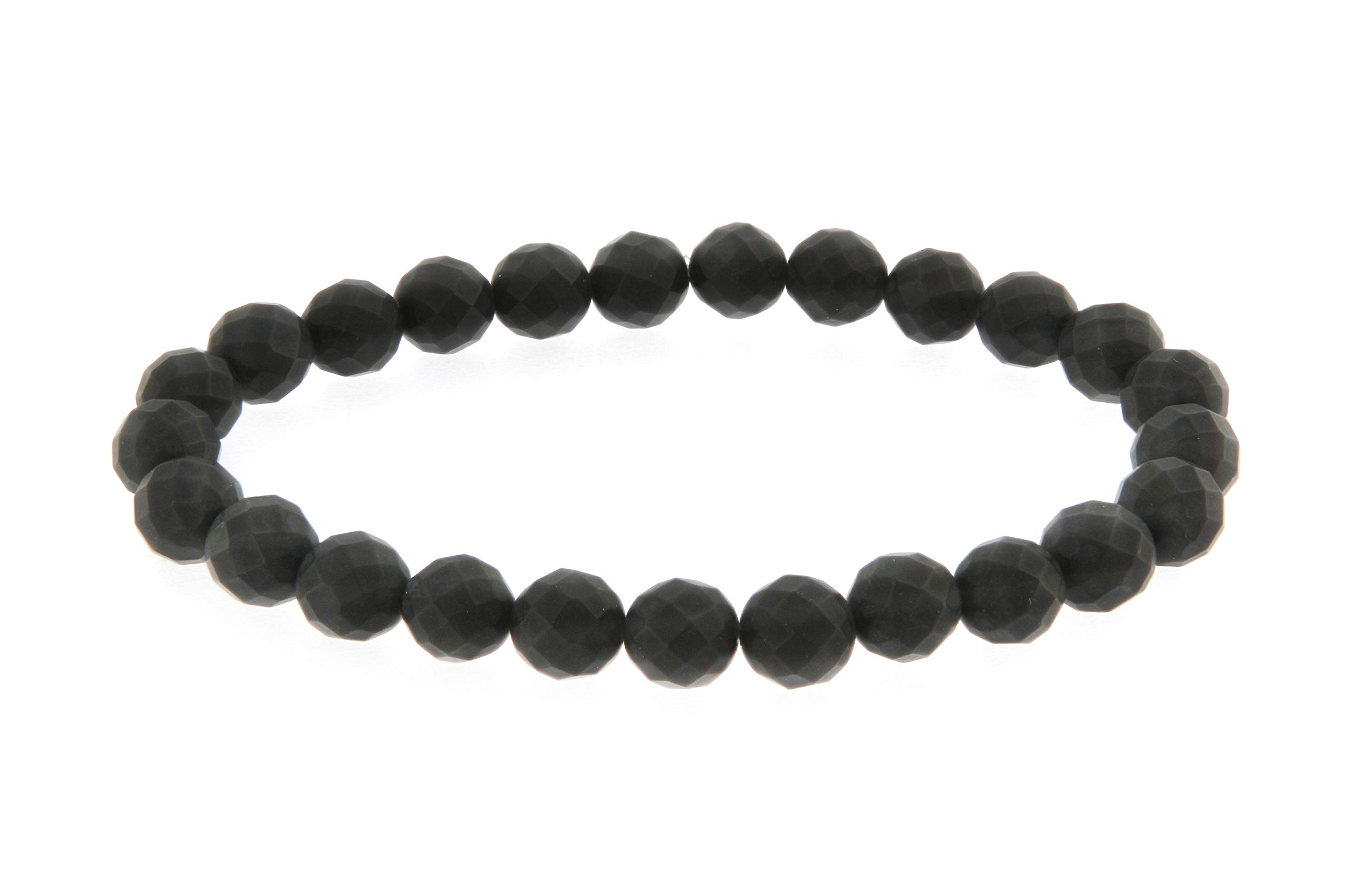 ISAAC WESTMAN® Faceted 8MM Matte Black Onyx Stretch Bracelet For Men
