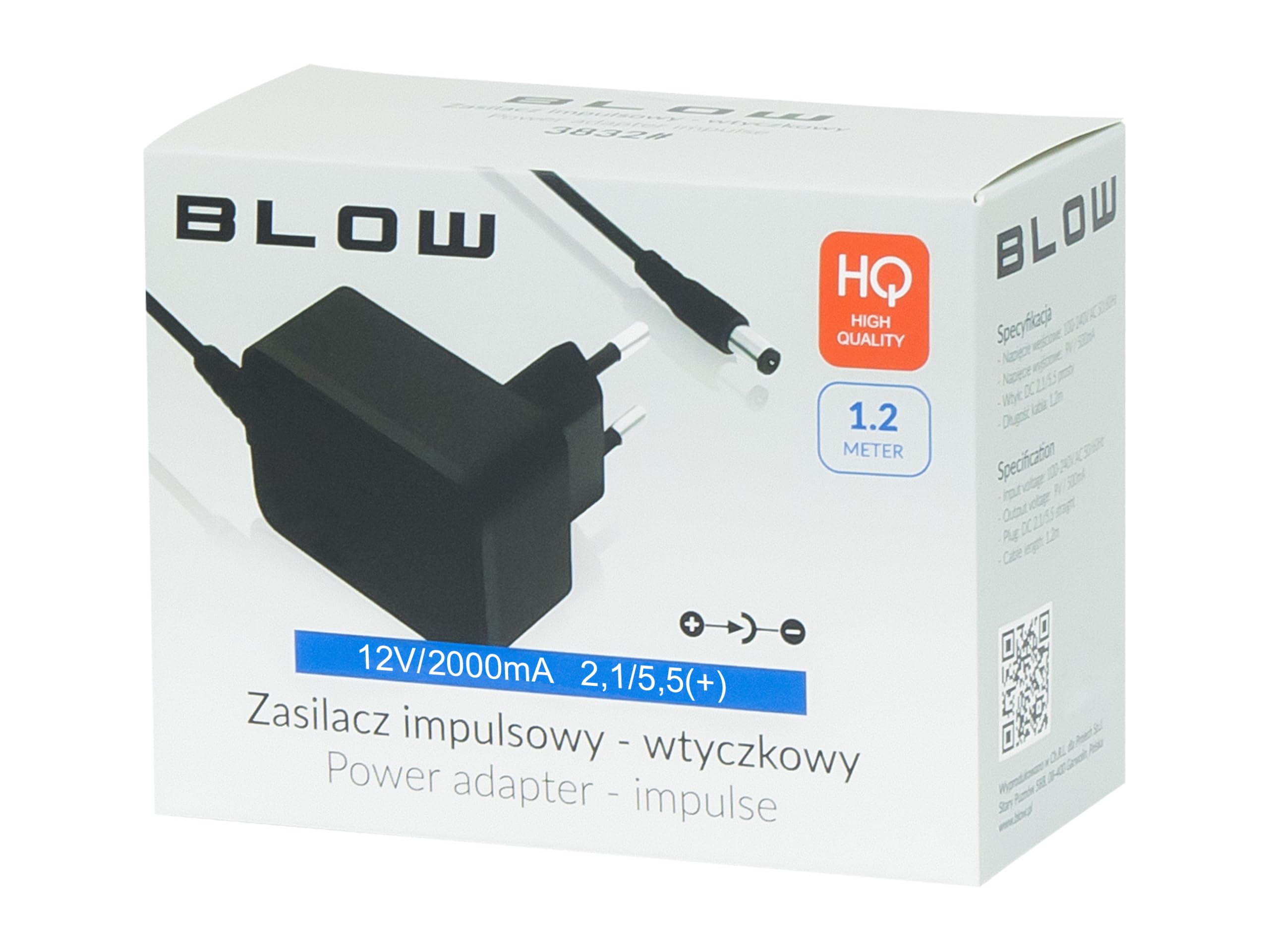 BLOW Zasilacz impulsowy 12V 2000mA wtyk 2A 2,1/5,5