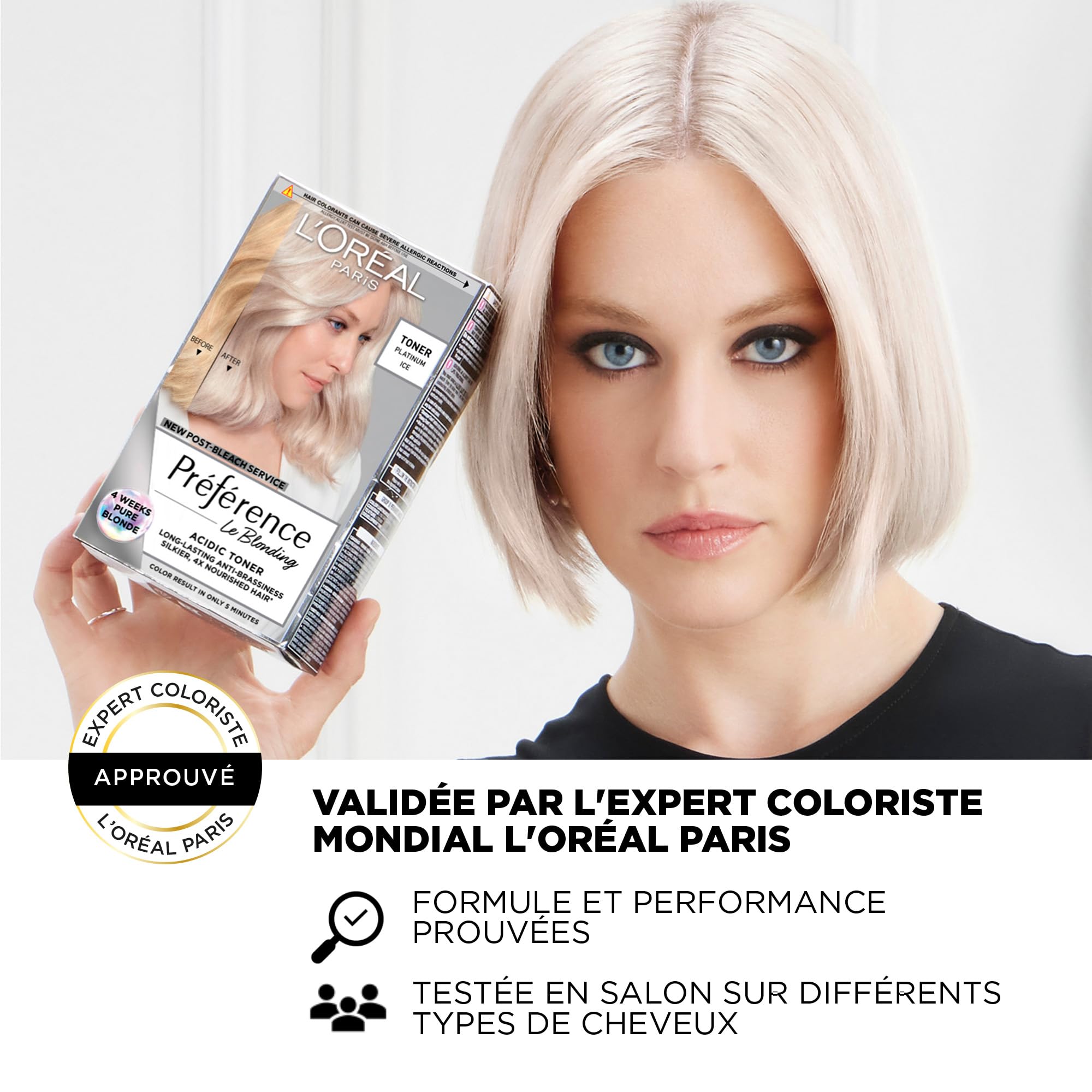 L’ORÉAL PARIS - Soin Patine Post-Décoloration - Neutralise les Reflets Orangés & Nourrit les Cheveux - Sans Ammoniaque - Préférence Le Blonding - Teinte : Blond Cendré (01)