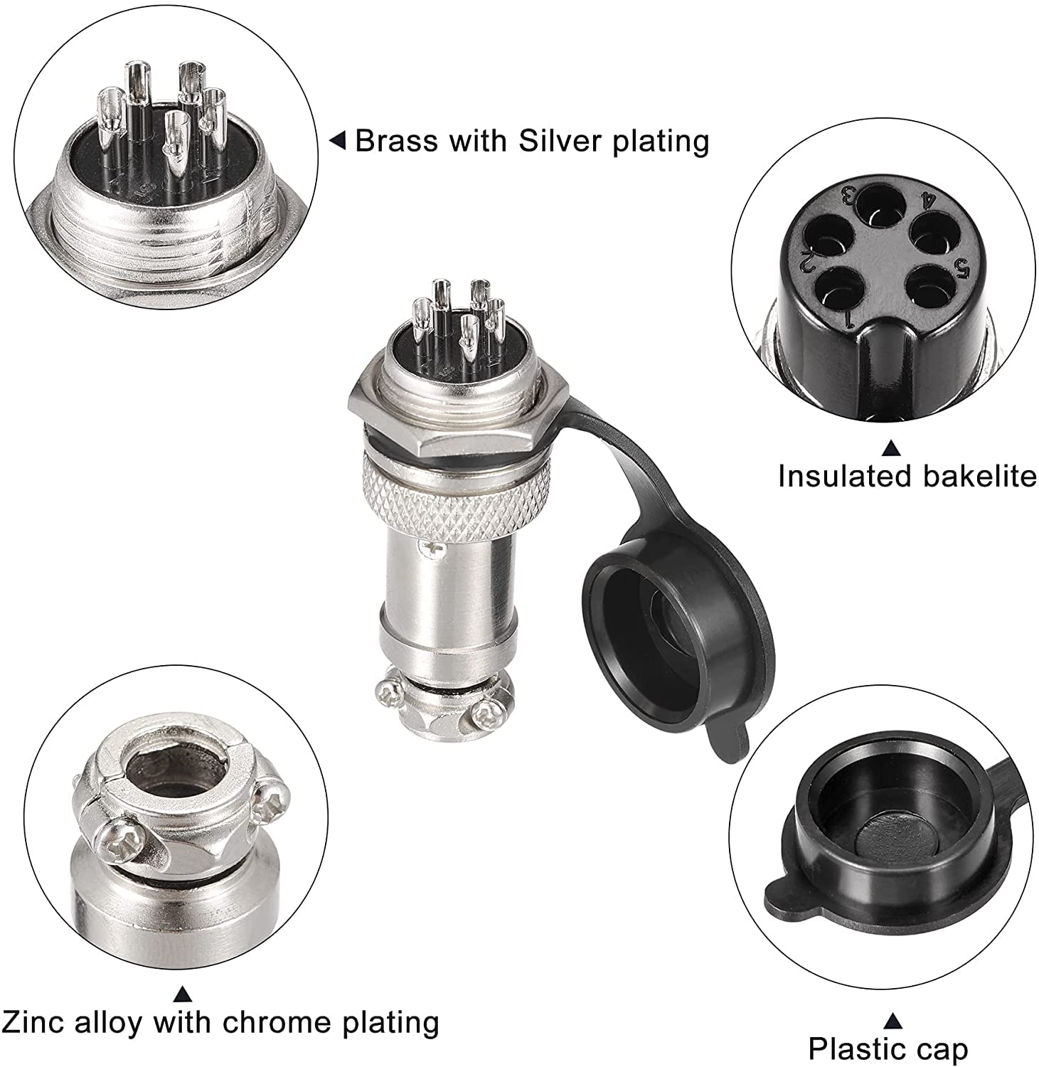 VISSQH 20 Pz Connettore Aviazione GX16 5Pin Maschio/femmina – 16mm In Metallo, Per Segnale, Audio/video E Automazione
