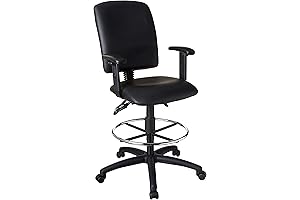 Boss Office Products Multi-Function LeatherPlus Drafting Stool