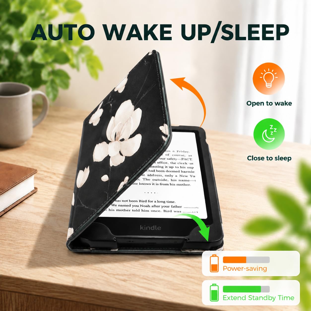 Custodia con supporto per Kindle Paperwhite da 7"/6" (12a/11a generazione-2024/2021) e Kindle Colorsoft Signature Edition - Custodia sottile e resistente in pelle PU con cinghia da polso