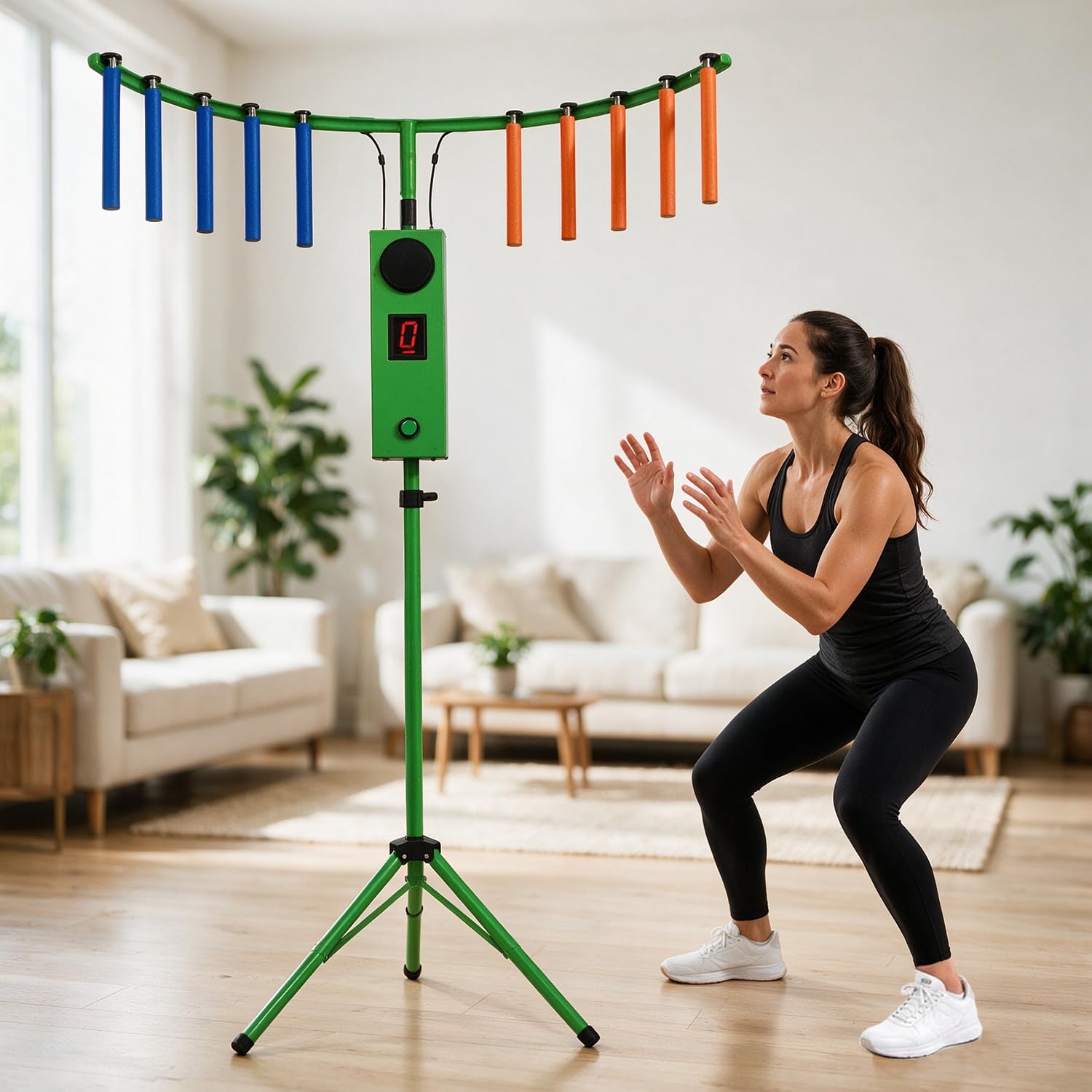 Gra zręcznościowa z chwytaniem patyczków do treningu koordynacji wzrokowo-ruchowej, odblaskowa maszyna do gry Drop Stick Challenge – 10 patyczków, 5 prędkości, 6 poziomów, dźwięk LED Green