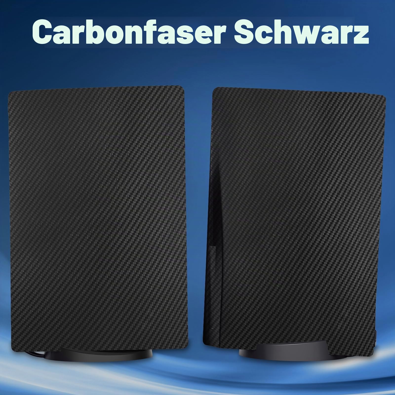 Frontplatten Abdeckung Skins Shell Panels für PS5 Disc Edition Konsole, Zubehör für PlayStation 5 Schutzblenden (Carbonfaser-Schwarz)