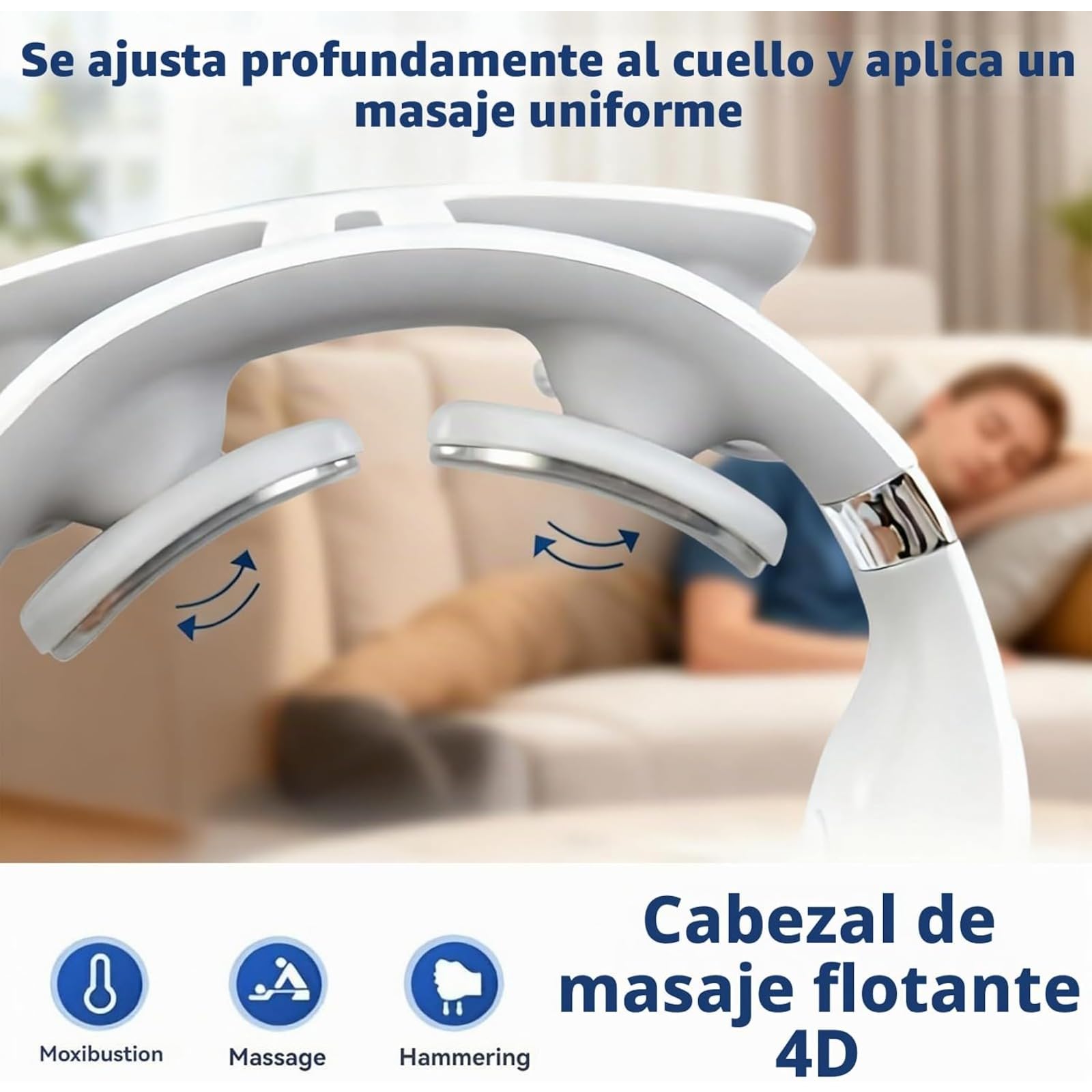 Restify Pro Masajeador Cervical Con Cuatro Cabezales De Calor, Alivia Dolor Y Tensión Muscular, Apagado Automático 15 Min, Diseño Portátil, Ideal Para Hogar, Oficina Y Viajes. (1 Pcs)