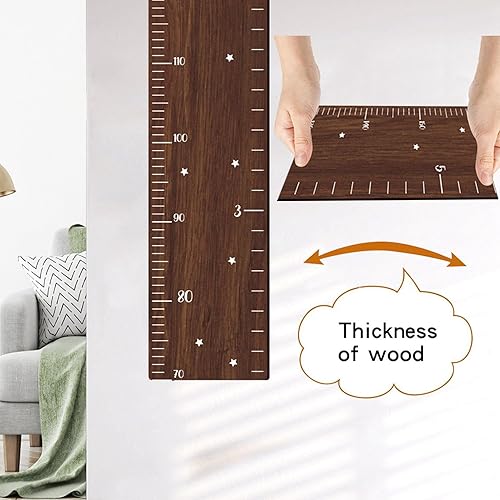 Miniatura 8 de Wooden Ruler Growth Chart, Height Measurement Ruler, Walnut Wood Height Chart with Measuring Tape, Installation Growth Chart for Toddlers Bedroom