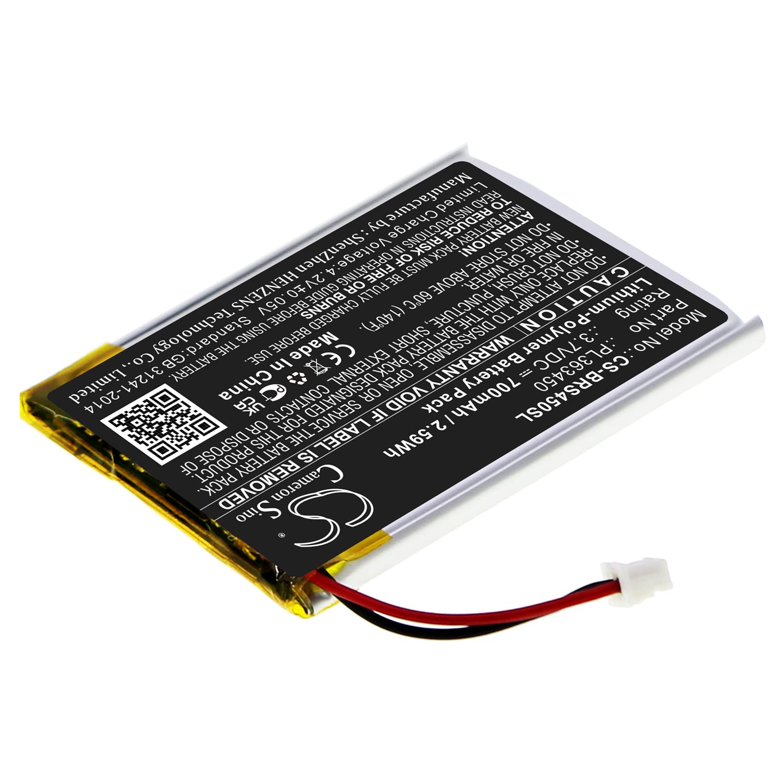 FYIOGXG Cameron Sino Battery for BlueParrott S450, S450-XT PN:BlueParrott PL363450 700mAh / 2.59Wh
