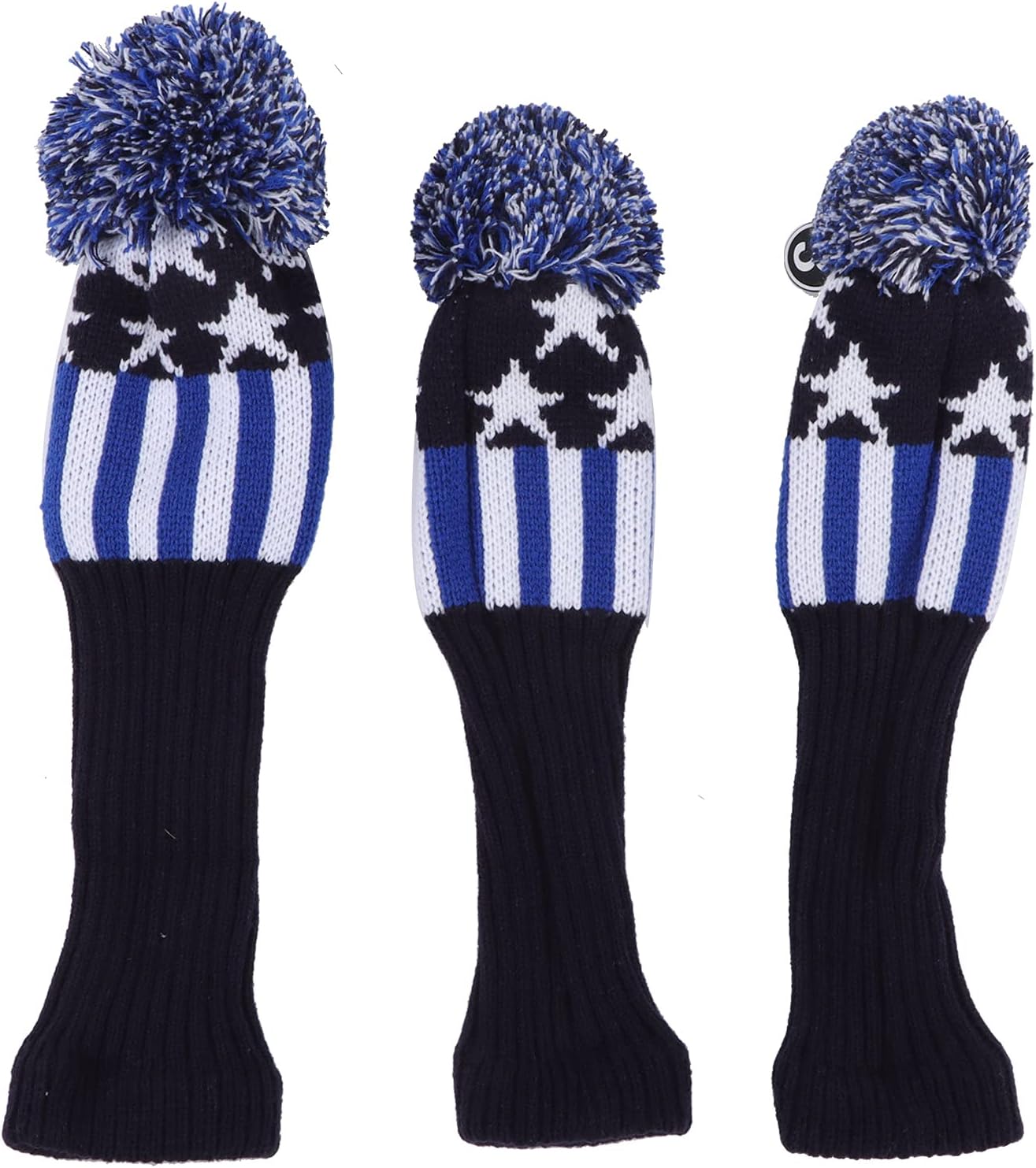 Keenso Knitted Club Head Covers, No.1/3/5 3 Covers in 1 Set Club Woolen Yarn Knit Cover for Wooden Club Head Protection