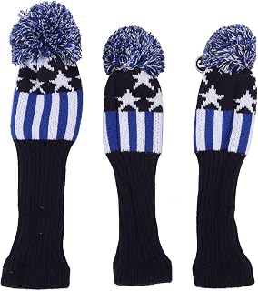 CHICIRIS Knitted Golf Club Head Covers, No.1/3/5 3 Covers in 1 Set Golf Club Woolen Yarn Knit Cover for Wooden Golf Club Head Protection