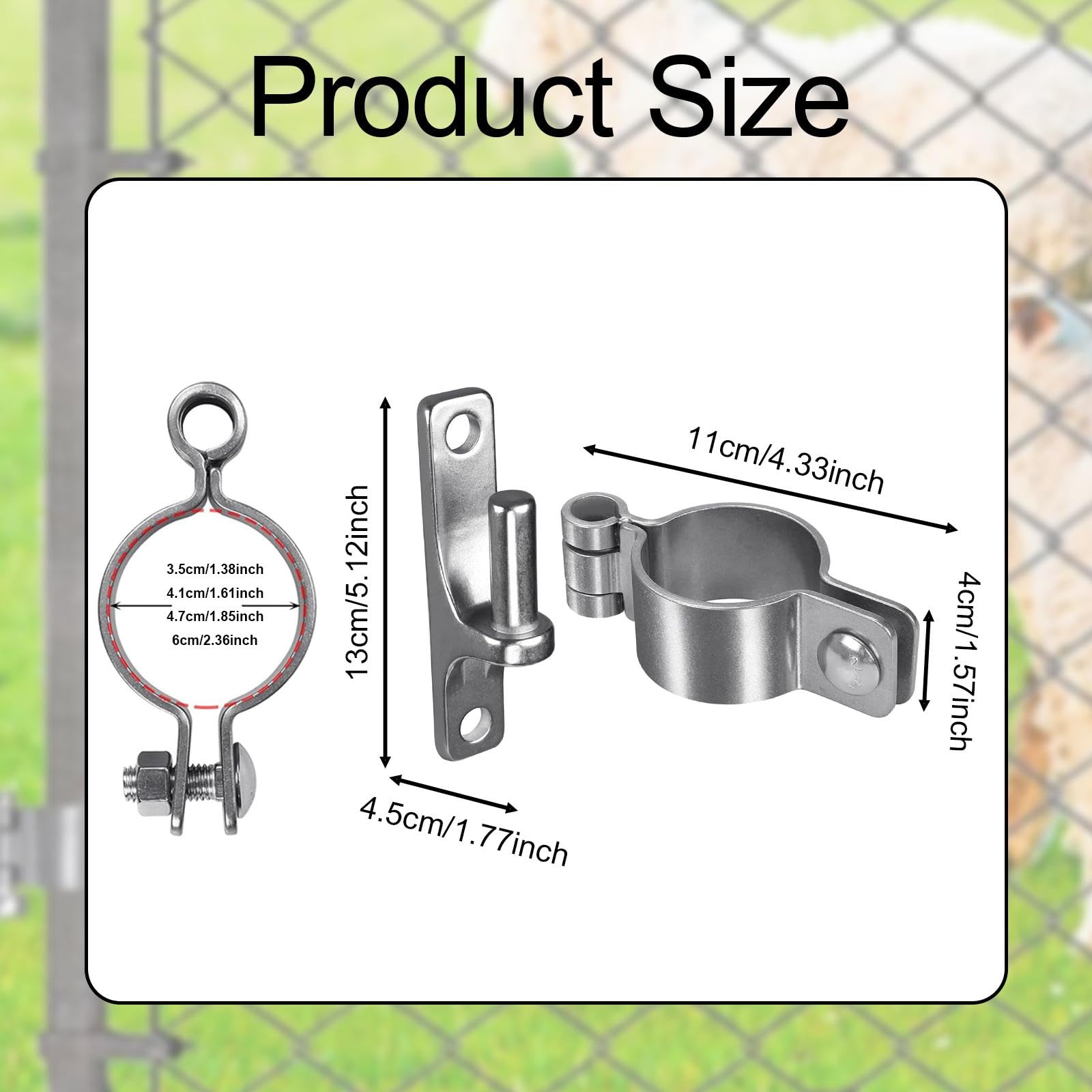 Gate Latch Chain Link Fence Gate Hardware 4-Pack Chain Link Gate Hinges -  2-3/8