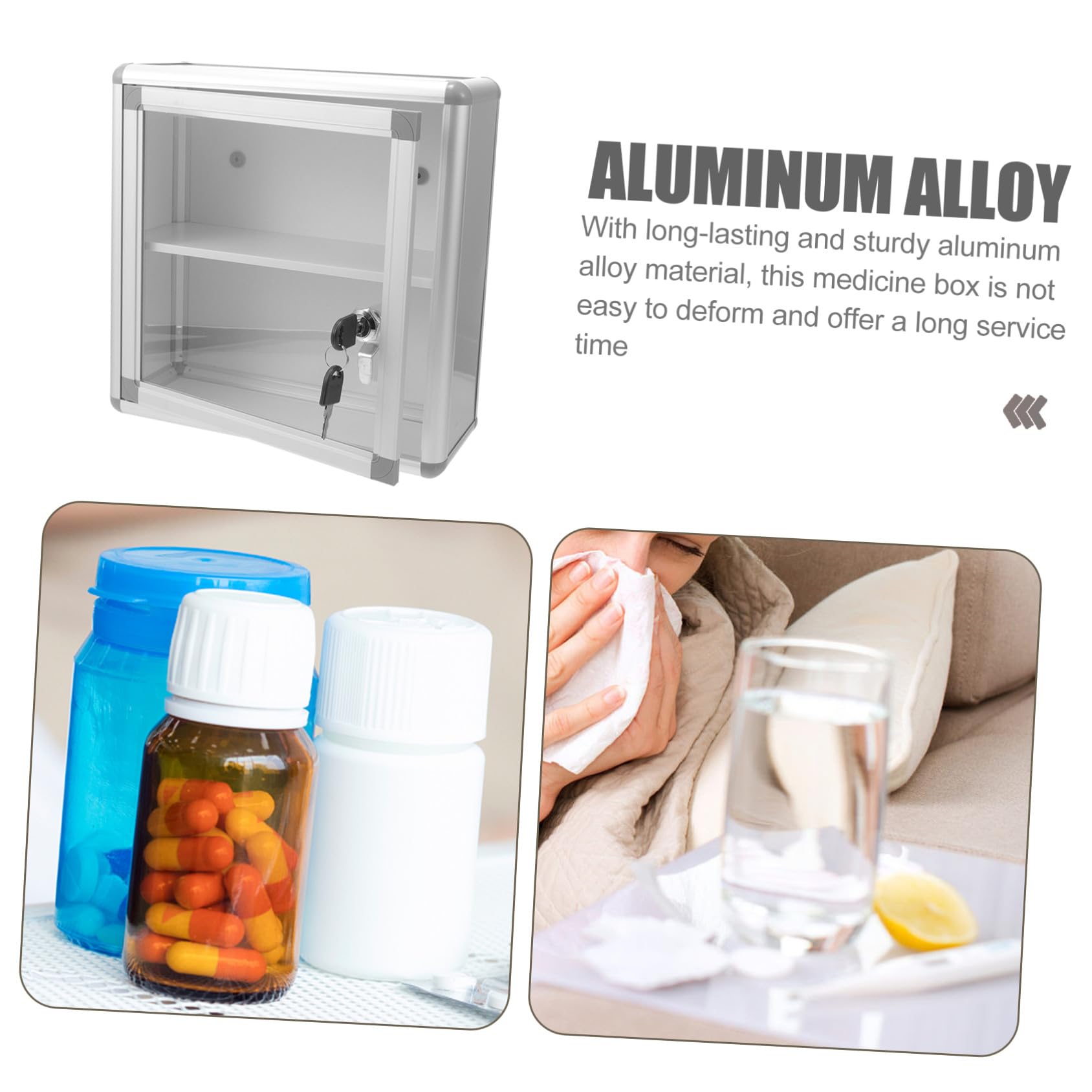 Botiquín de Primeros Auxilios Diseño Compacto y Resistente Cerradura de Aleación de Aluminio, Caja Multifuncional de Almacenamiento Seguro para Oficina y Hogar
