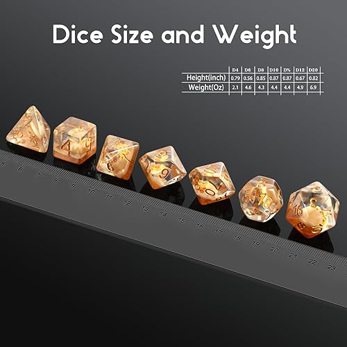 Miniatura 108 de DNDND - Juego de dados DND de resina de 7 piezas con bolsa de terciopelo para juegos de rol D&D y juegos de mesa