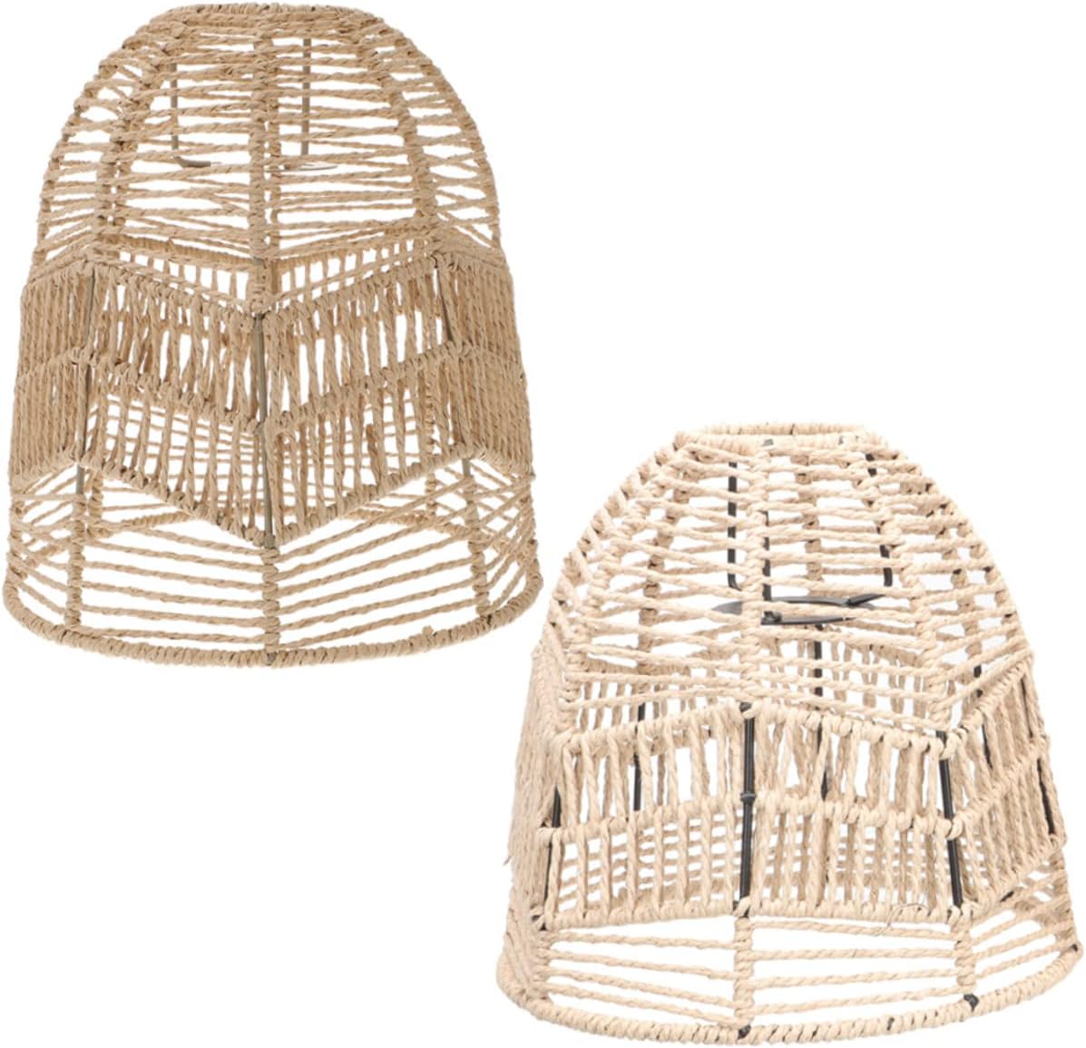 ARTIBETTER 2pcs Creative Chinese Style Hanging Lamp Cover Vintage Woven Lampshade Easy to Use Light Cover for Chandelier Wall Lamp Ceiling Light Decor Warm Mood Lighting