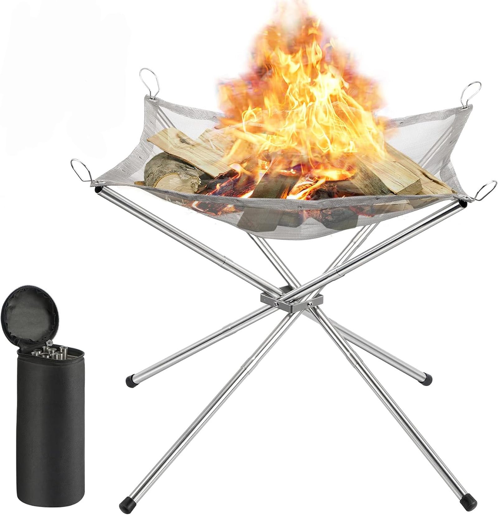 Brasero camping portable en acier inoxydable : mini barbecue de jardin et feu de camp pliable