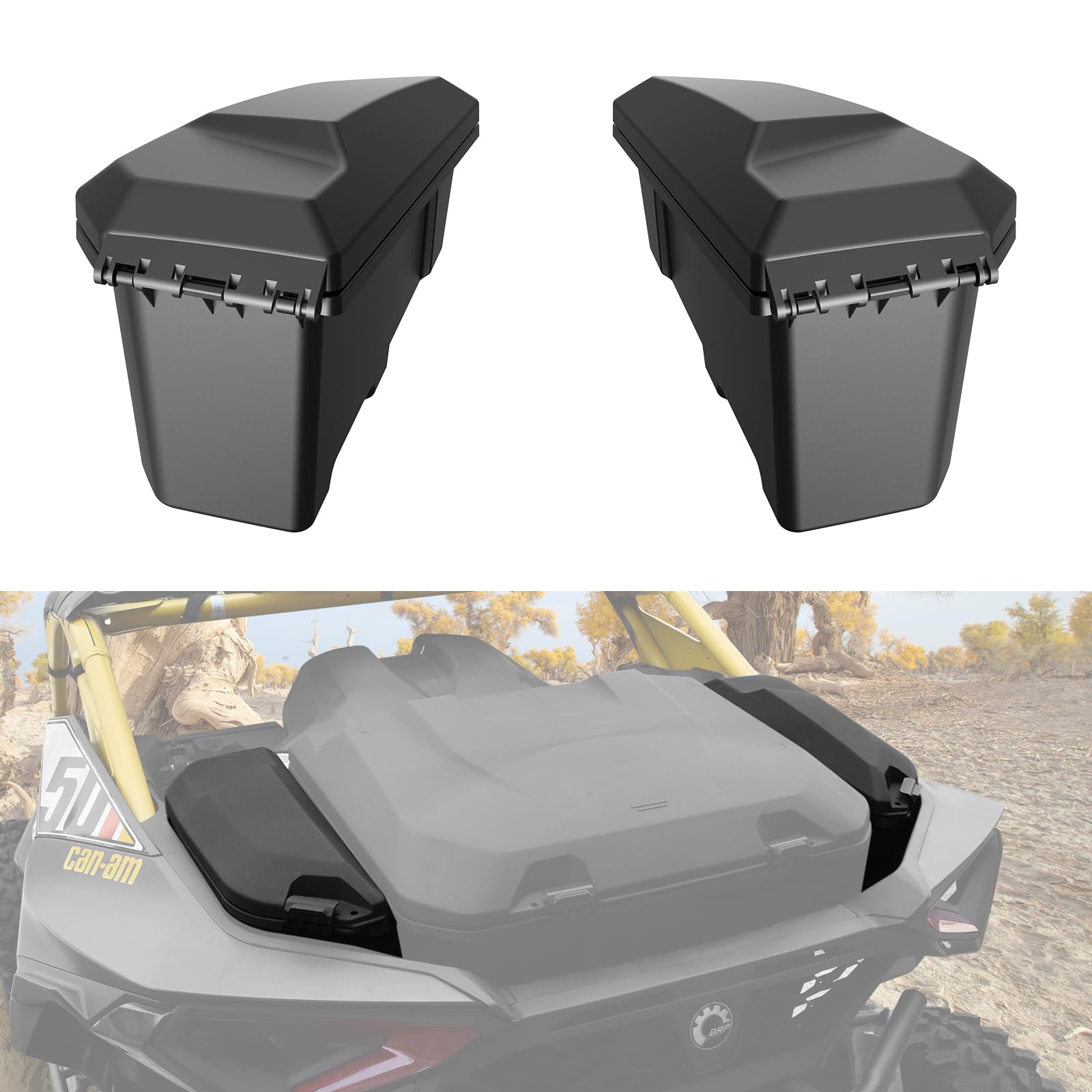Rear Side Cargo Storage Boxes for Can-Am Maverick R, 13.5L LinQ Bed Side Removable Storage Bin for Can Am Maverick R X XRS 2024 2025 Accessories, Replace #715007372, 2 PCS