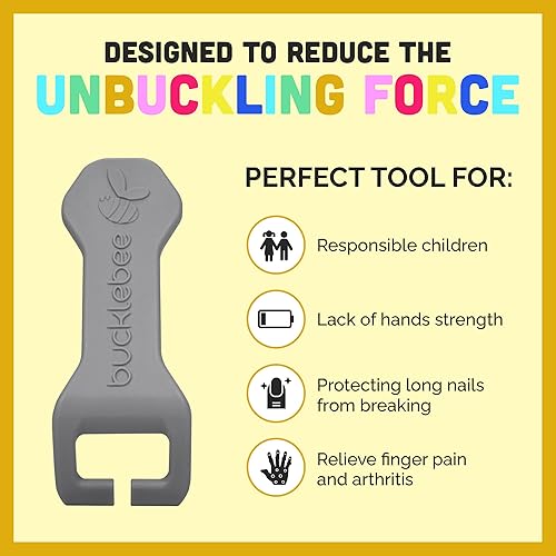 Miniatura 3 de Bucklebee Fácil liberación de hebilla de asiento de automóvil para niños, herramienta de liberación de asiento de automóvil, empujador de botón de