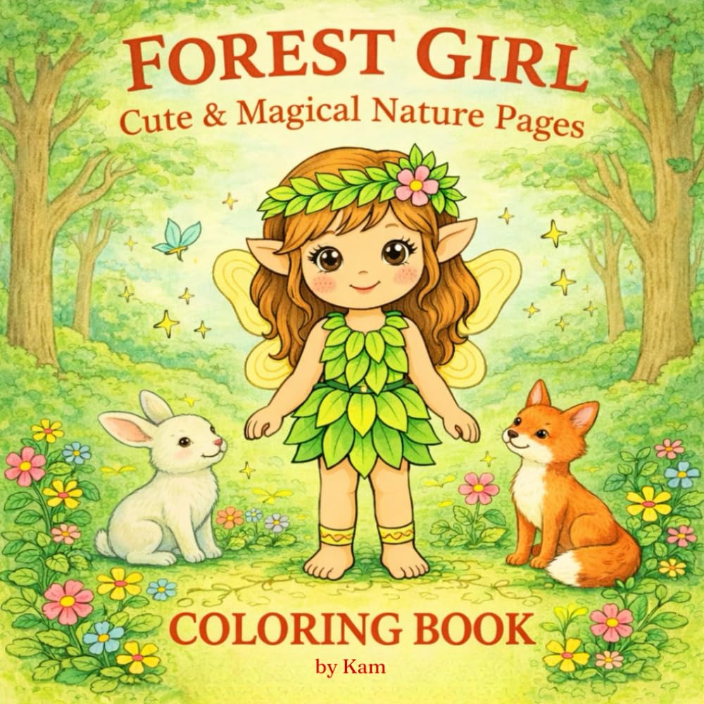 Forest Girl Coloring Book for Kids, Nature Coloring Books For Children, Magical Coloring Book, Cute Fairy Coloring Book for Kids, Woodland Fairy ... Fairy & Nature Coloring Pages for Ages 3-10