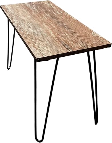 1907 CO Mesa auxiliar con patas de acero mesa auxiliar para sala de estar dormitorio oficina rústico marrón y blanco 1 marrón