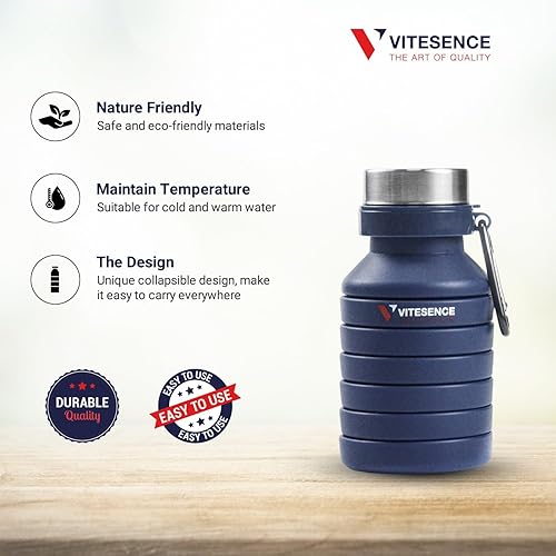 Miniatura 5 de Botella de agua plegable  Materiales seguros y ecológicos  Adecuado para agua fría y tibia  Diseño flexible perfecto para acampar y viajar  100%