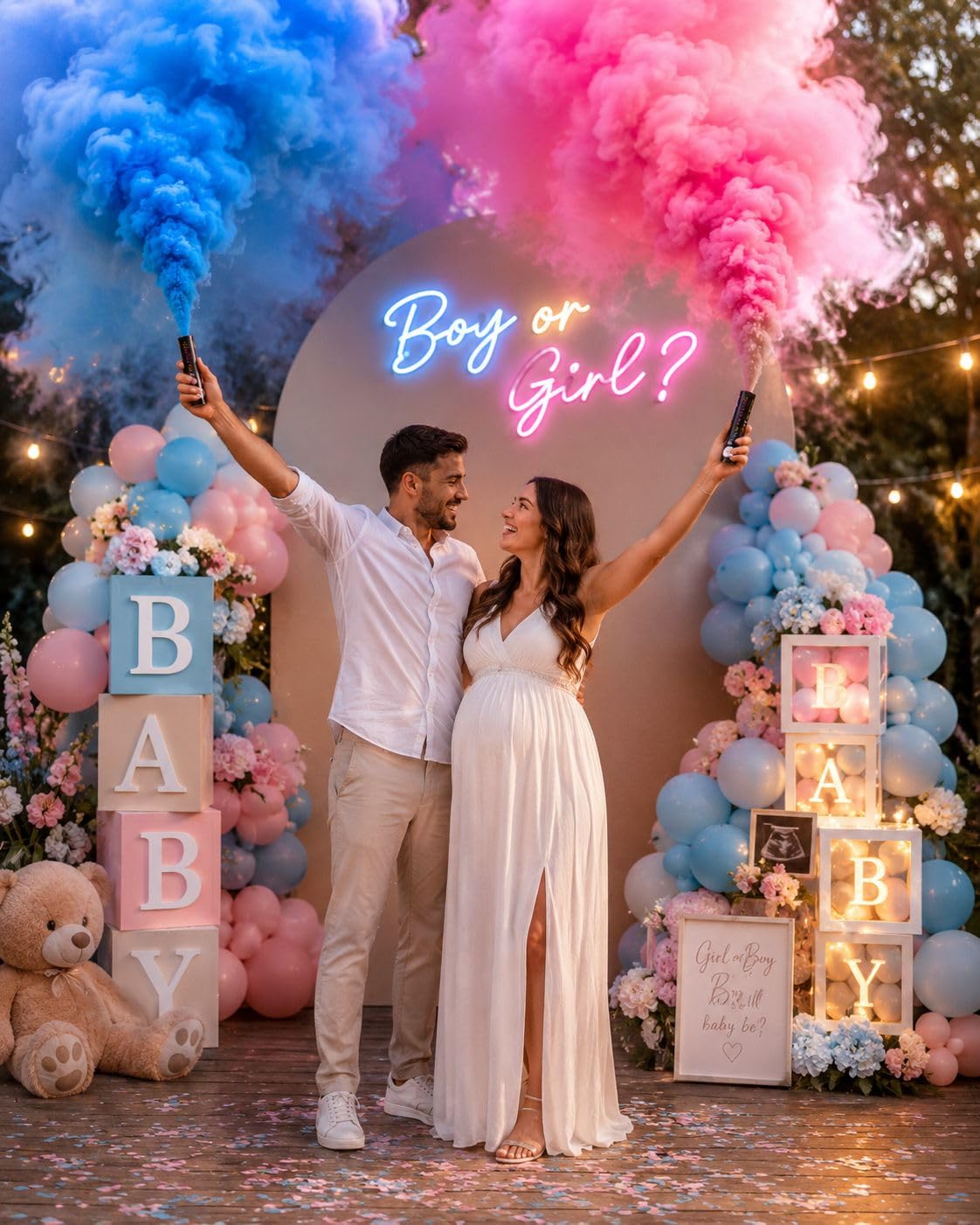Gender Reveal Fumogeni Azzurro o Rosa – Kit 4 Pezzi Made in Italy – Effetto Fumo per Baby Shower e Annuncio Nascita – Cat.1 – Boy or Girl Party Smoke Bomb (Rosa)