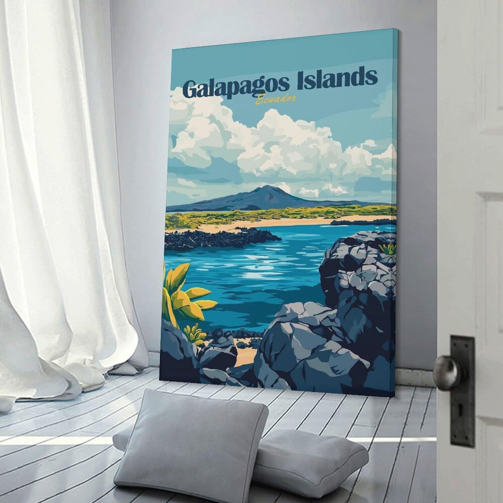 Junmoney Galapagos Islands Ecuador Travel Canvas Art Print, 24x36inch(60x90cm), for Wall Displays, Bedrooms Or Room Updates, Home Wall Art for Statement Displays