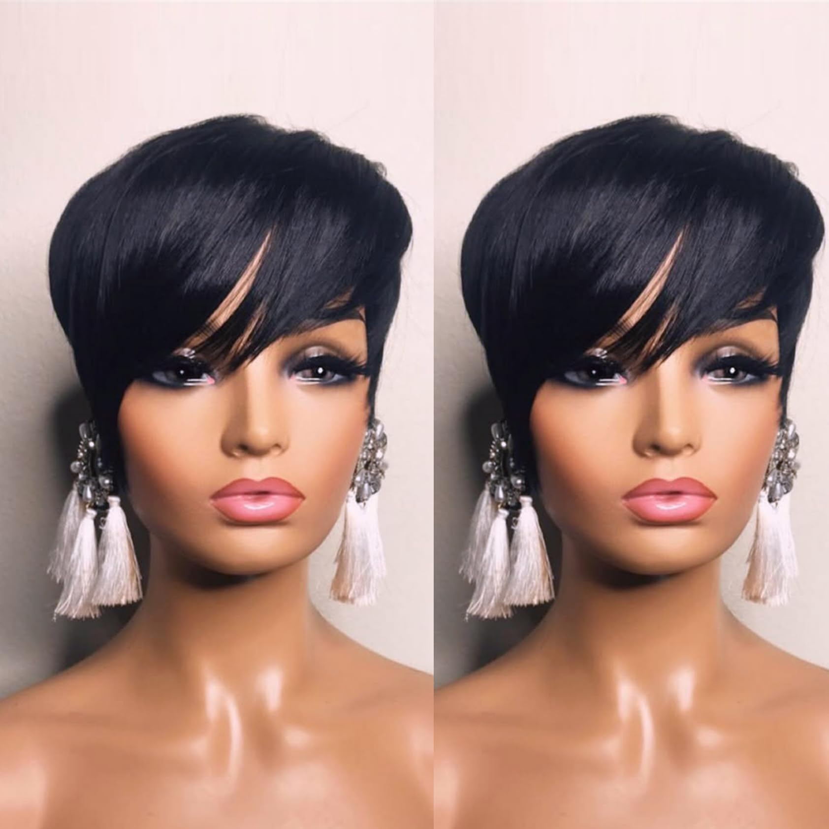 Short Layered Pixie Cut Human Hair Wig Glueless Full Machine Made Straight pixie wig Women main image 4