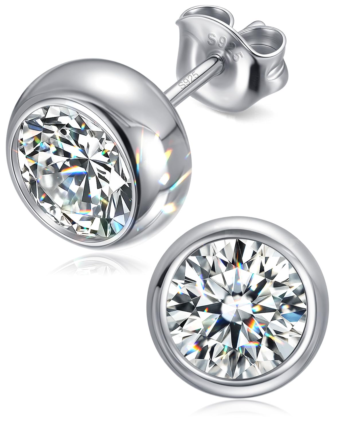 Moissanite Stud Earrings for Women &amp; Men, 925 Sterling Silver D Color VVS1