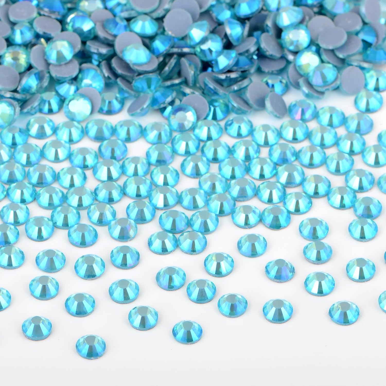 Bymitel Hotfix Crystal Rhinestones Round Gems Iron on DIY Jewelry Making Flat Back for Crafts,Aquamarine AB, 3.8mm(SS16/2880pcs)