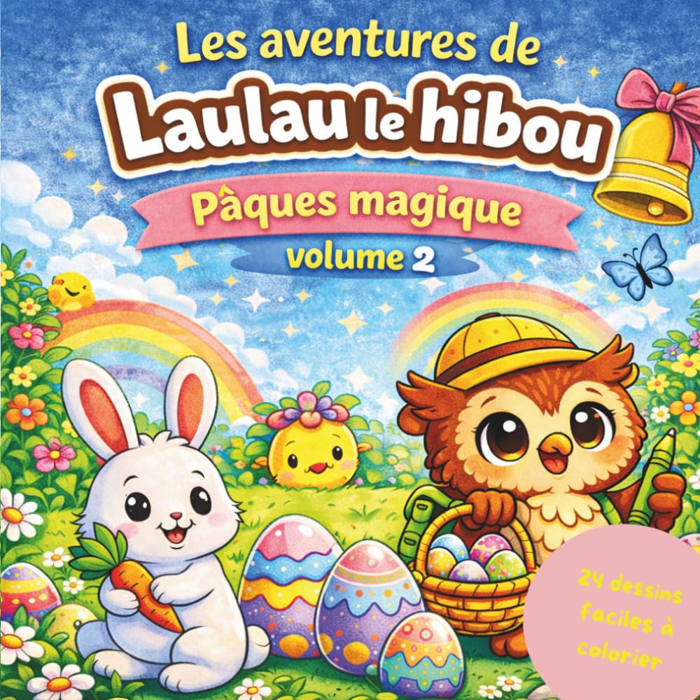 Les aventures de Laulau le hibou: Pâques magique volume 2 - 24 dessins faciles à colorier (Les aventures de Laulau le hibou : Coloriage / Cherche, trouve et colorie)
