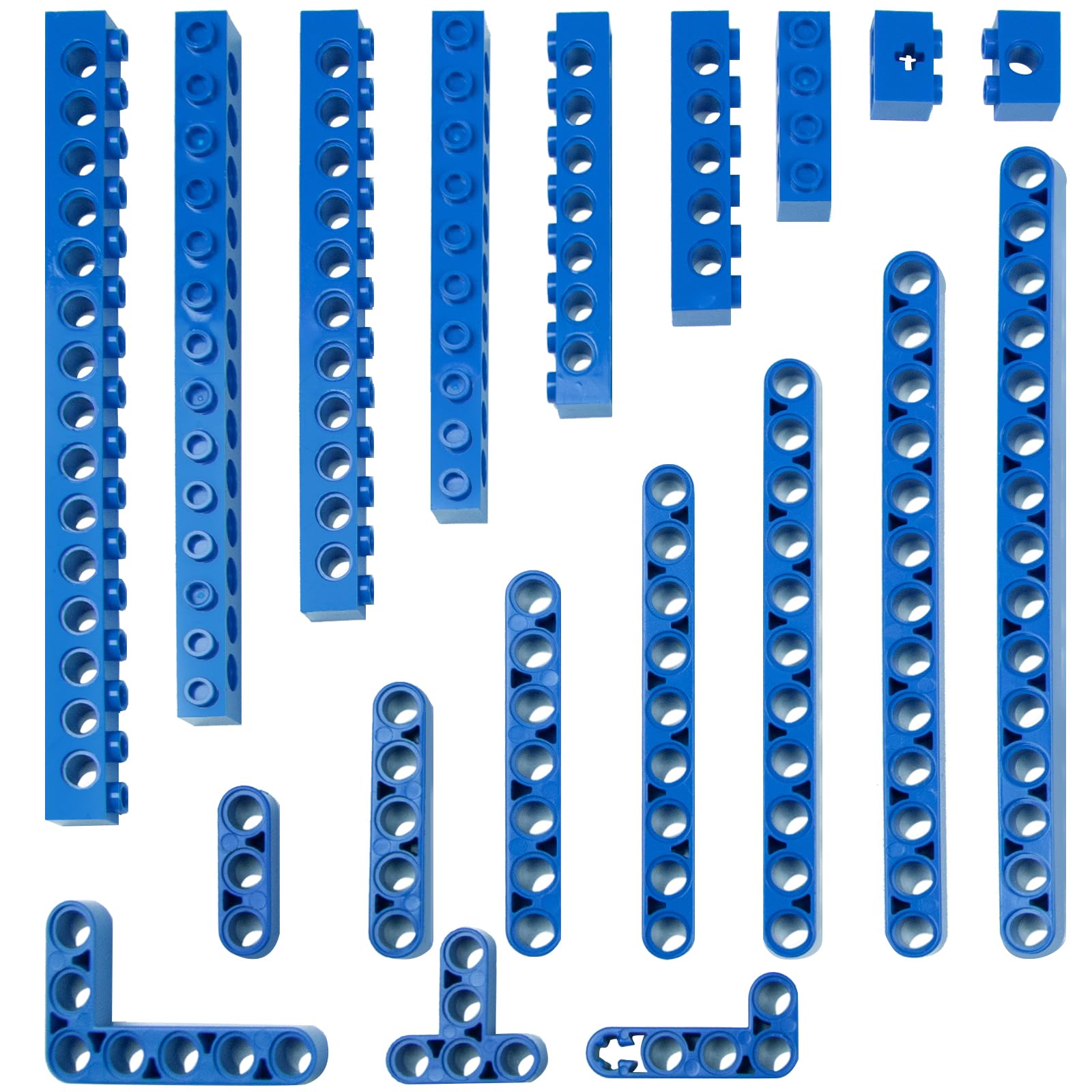 114-Piece Technical Component Set - Technical Replacement Parts with Lift Arm, Hole Beam 1-16 Nubs, T-shaped & L Carrier, Compatible with Large Brands, Toys for Boys, Adults (Blue)